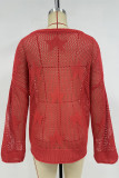 Casual The stars Hollow Out Weave O Neck Tops