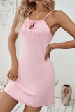Casual Solid Color Draw String Sleepwear