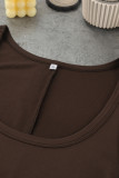 Casual Solid Color Patchwork U Neck Sleeveless Two Pieces