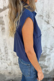 Casual Solid Color Pocket Buttons Turndown Collar Tops