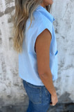 Casual Solid Color Pocket Buttons Turndown Collar Tops