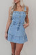 Casual Solid Color Pocket Buttons Ruffle Square Neck Sleeveless Denim Dresses