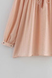 Casual Solid Color Lace Up O Neck Tops