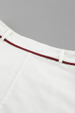 Casual Solid Color Pocket Patchwork Contrast Turndown Collar Long Sleeve Two Pieces