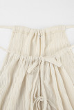 Sexy Solid Color Pocket Strap Design Halter Sleeveless Two Pieces
