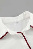 Casual Solid Color Pocket Patchwork Contrast Turndown Collar Long Sleeve Two Pieces