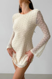 Casual Solid Color Jacquard Fur Ball O Neck Long Sleeve Dresses
