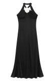 Sexy Solid Color Backless Flower Shape Halter Long Dresses