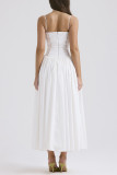 Elegant Solid Color Patchwork Square Neck Sling Dresses