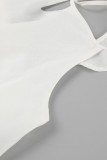 Casual Solid Color Pocket Ruffle Strap Design U Neck Short Sleeve Two Pieces