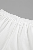 Casual Solid Color Lace Up Backless Halter Sleeveless Two Pieces