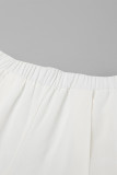 Casual Solid Color Pocket Ruffle Strap Design U Neck Short Sleeve Two Pieces