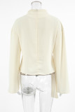 Casual Solid Color Lace Up Mandarin Collar Tops