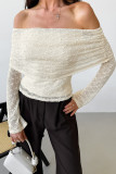 Sexy Solid Color Jacquard Off Shoulder Tops