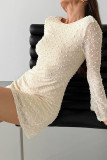 Casual Solid Color Jacquard Fur Ball O Neck Long Sleeve Dresses