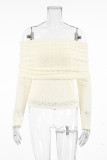 Sexy Solid Color Jacquard Off Shoulder Tops