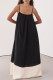 Casual Solid Color Patchwork Contrast Square Neck Sling Dresses