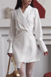Elegant Solid Color Irregular V Neck A Line Dresses