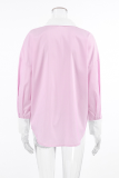 Casual Stripe Patchwork Turndown Collar Tops