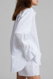 Casual Solid Color Pocket Buttons Turndown Collar Long Sleeve Two Pieces