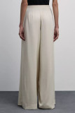 Casual Solid Color Buttons Slit Loose High Waist Wide Leg Solid Color Bottoms