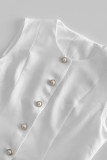 Celebrities Elegant Solid Color Buttons O Neck Sleeveless Two Pieces