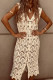 Sexy Solid Color Hook Flower Hollow Out Buttons V Neck Sleeveless Dresses