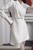 Elegant Solid Color Irregular V Neck A Line Dresses
