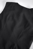 Elegant Solid Color Buttons O Neck Sleeveless Two Pieces