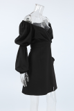 Sexy Solid Color Slit Ruched V Neck Waist Skirt Dresses