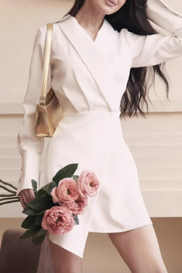 Elegant Solid Color Irregular V Neck A Line Dresses