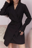 Elegant Solid Color Irregular V Neck A Line Dresses
