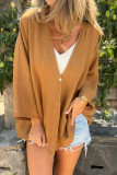 Casual Solid Color Buttons V Neck Tops