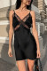 Sexy Solid Color Lace Patchwork V Neck Sling Dresses