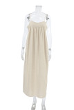 Casual Solid Color Pocket Patchwork U Neck Sling Dresses