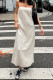 Casual Solid Color Distressed Zipper Square Neck Sling Dresses