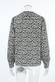 Elegant Leopard Buttons Patchwork Peter Pan Collar Tops