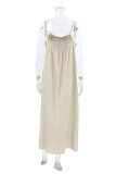 Casual Solid Color Pocket Patchwork U Neck Sling Dresses