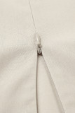 Casual Solid Color Distressed Zipper Square Neck Sling Dresses