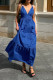Sexy Solid Color Lace Up Backless Ruffle V Neck A Line Dresses
