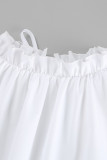 Casual Solid Color Patchwork Ruffle O Neck Sleeveless Dresses