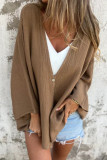Casual Solid Color Buttons V Neck Tops