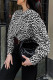 Elegant Leopard Buttons Patchwork Peter Pan Collar Tops