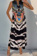 Casual National Totem Geometric Print Contrast V Neck Sleeveless Dresses