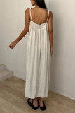 Casual Solid Color Pocket Patchwork U Neck Sling Dresses