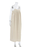 Casual Solid Color Pocket Patchwork U Neck Sling Dresses