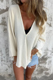 Casual Solid Color Buttons V Neck Tops