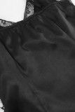 Sexy Solid Color Lace Patchwork V Neck Sling Dresses