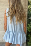 Casual Solid Color Buttons Pleated Flounce Turndown Collar Tops
