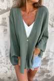 Casual Solid Color Buttons V Neck Tops